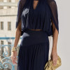 CONJUNTO LISBOA BLUSA E SAIA TULE - AZUL MARINHO