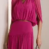 CONJUNTO LISBOA BLUSA E SAIA TULE - FÚCSIA
