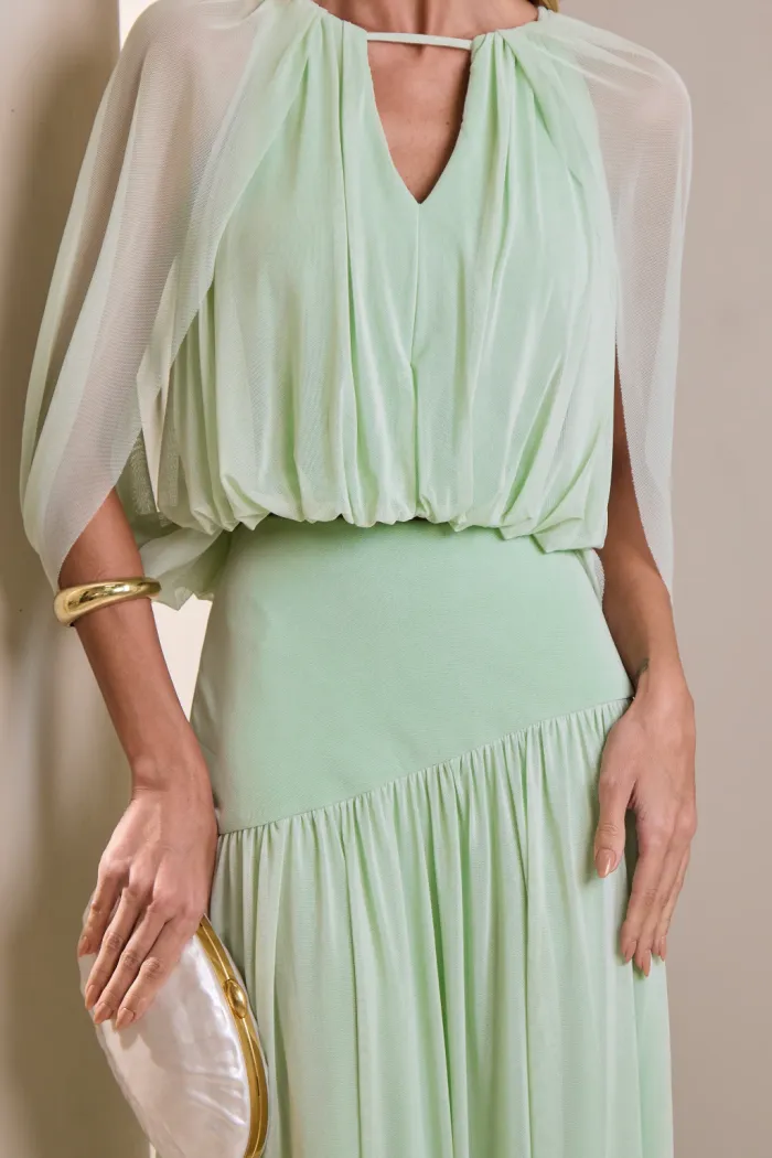 CONJUNTO LISBOA BLUSA E SAIA TULE - VERDE MENTA
