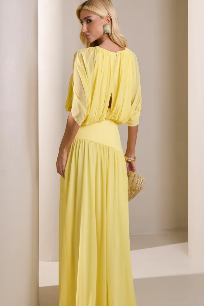 CONJUNTO LISBOA BLUSA E SAIA TULE - AMARELO