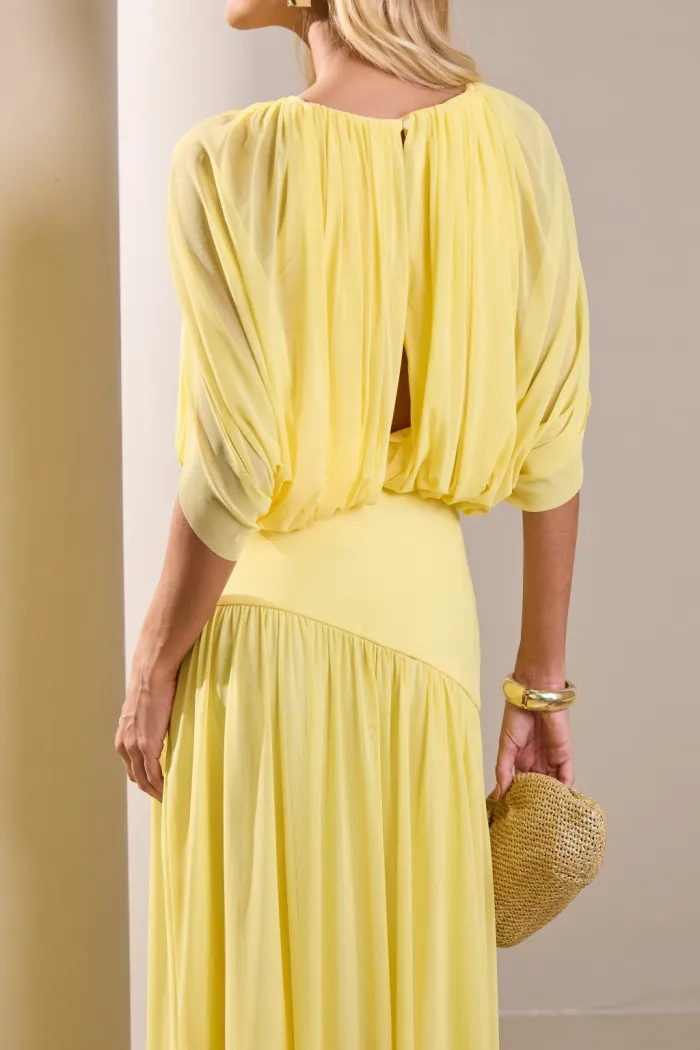 CONJUNTO LISBOA BLUSA E SAIA TULE - AMARELO