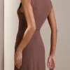 CONJUNTO SOHO JERSEY BLUSA REGATA E SAIA LONGA - MARROM