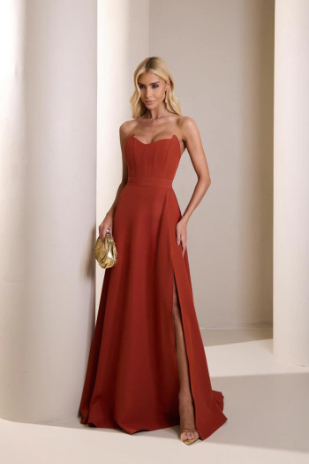 VESTIDO DUBLIN T.Q.C. BUSTO BARBATANA - TERRACOTA