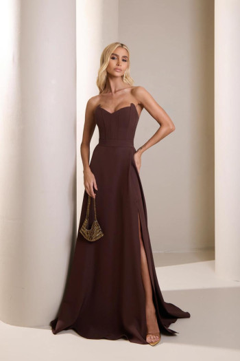VESTIDO DUBLIN T.Q.C. BUSTO BARBATANA - MARROM