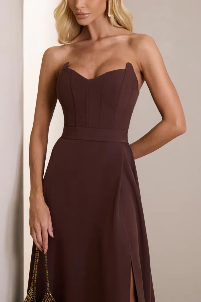 VESTIDO DUBLIN T.Q.C. BUSTO BARBATANA - MARROM