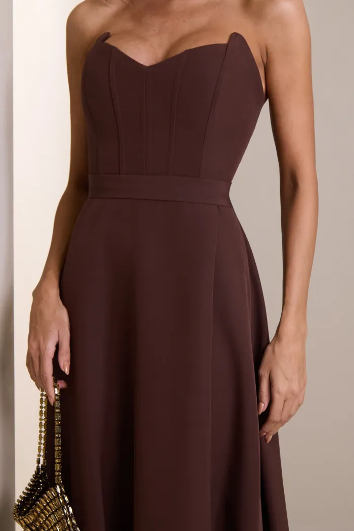 VESTIDO DUBLIN T.Q.C. BUSTO BARBATANA - MARROM