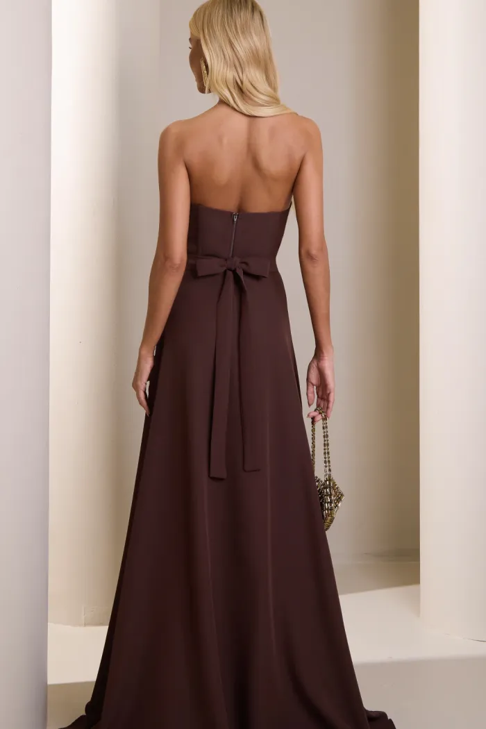 VESTIDO DUBLIN T.Q.C. BUSTO BARBATANA - MARROM