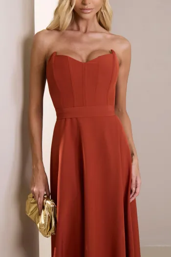 VESTIDO DUBLIN T.Q.C. BUSTO BARBATANA - TERRACOTA