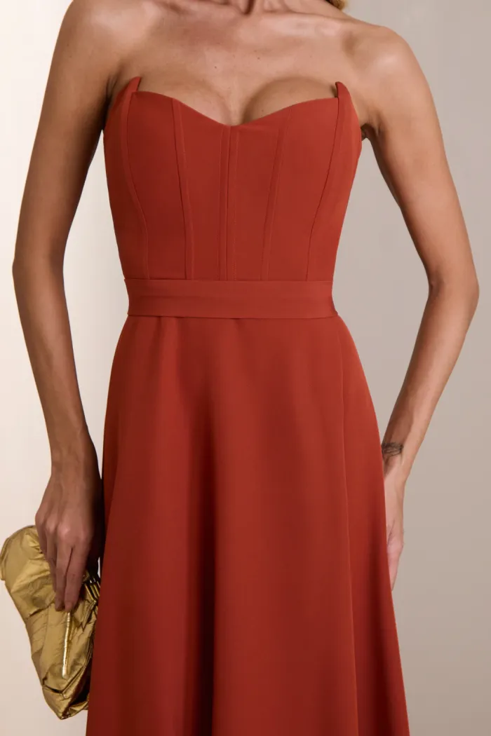 VESTIDO DUBLIN T.Q.C. BUSTO BARBATANA - TERRACOTA