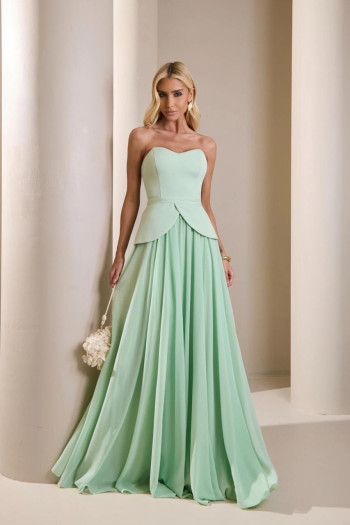 CONJUNTO GIULIANA BLUSA ALÇA E SAIA CHIFFON - VERDE MENTA