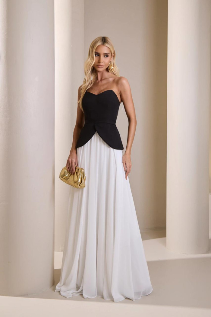 CONJUNTO GIULIANA BLUSA ALÇA E SAIA CHIFFON - PRETO