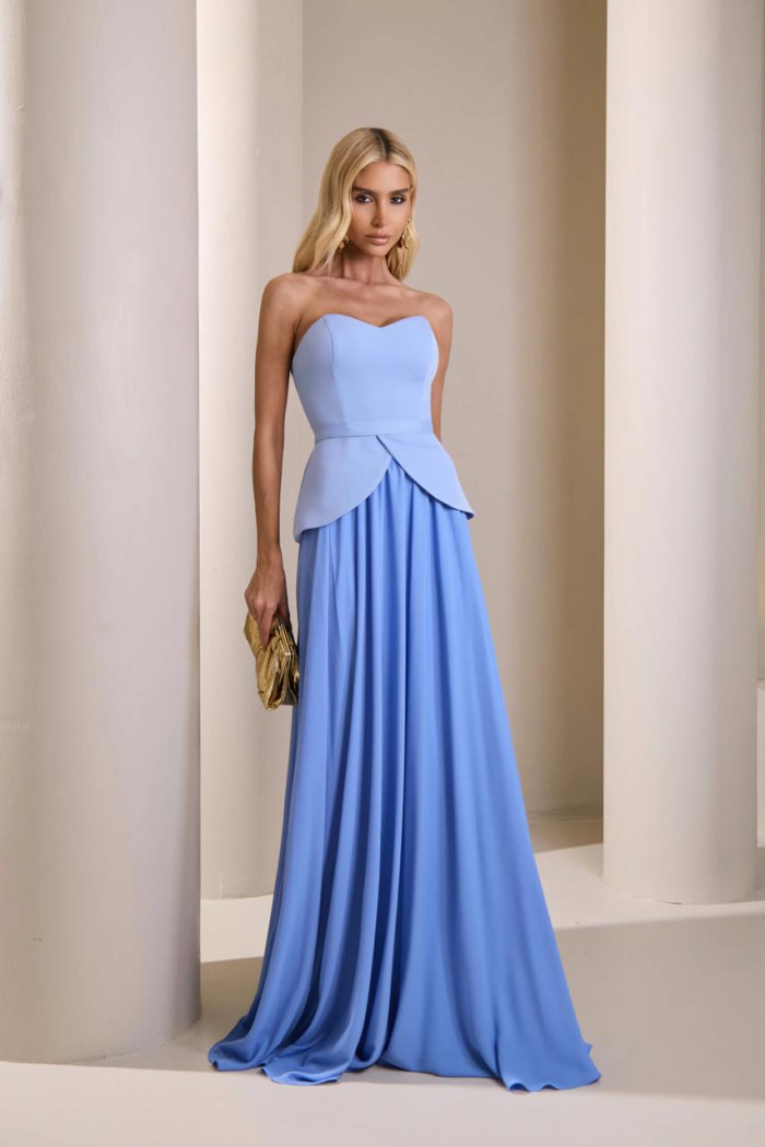 CONJUNTO GIULIANA BLUSA ALÇA E SAIA CHIFFON - AZUL SERENITY