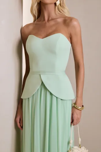 CONJUNTO GIULIANA BLUSA ALÇA E SAIA CHIFFON - VERDE MENTA