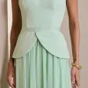 CONJUNTO GIULIANA BLUSA ALÇA E SAIA CHIFFON - VERDE MENTA