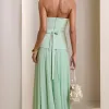 CONJUNTO GIULIANA BLUSA ALÇA E SAIA CHIFFON - VERDE MENTA