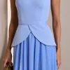 CONJUNTO GIULIANA BLUSA ALÇA E SAIA CHIFFON - AZUL SERENITY