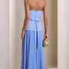 CONJUNTO GIULIANA BLUSA ALÇA E SAIA CHIFFON - AZUL SERENITY