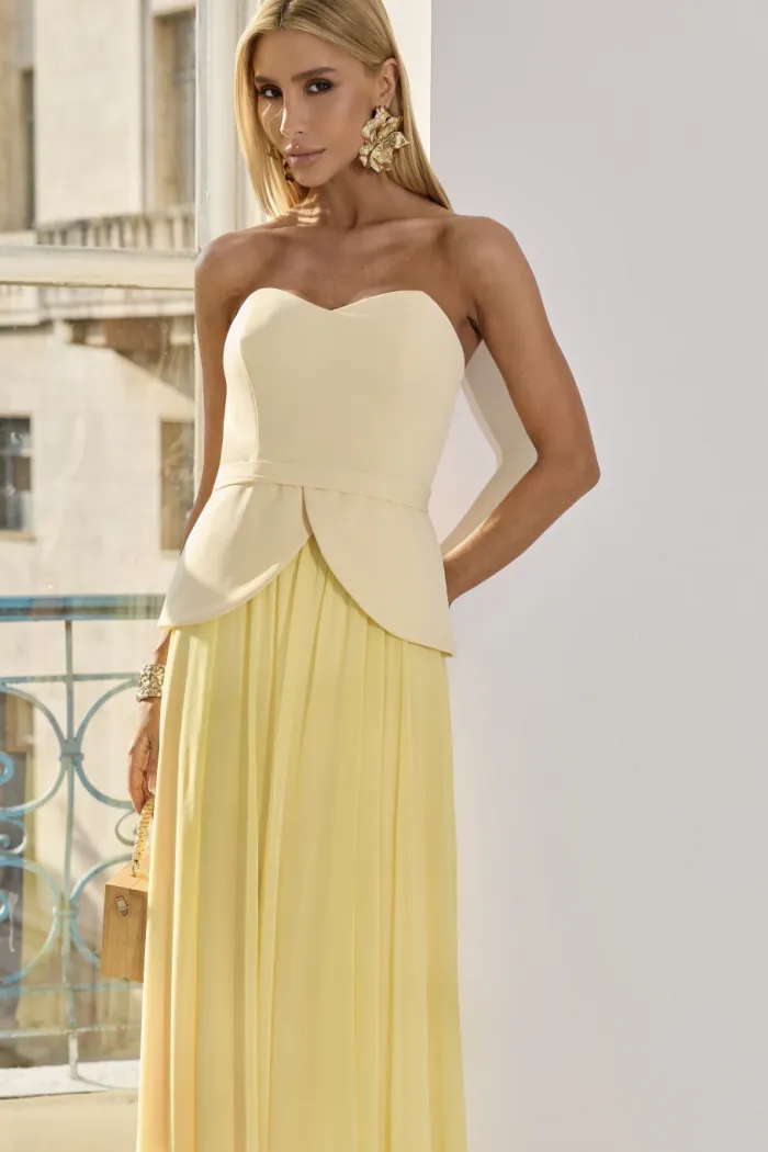 CONJUNTO GIULIANA BLUSA ALÇA E SAIA CHIFFON - AMARELO