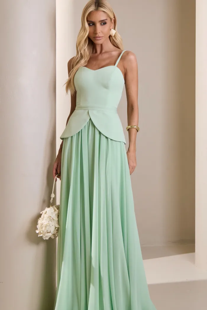 CONJUNTO GIULIANA BLUSA ALÇA E SAIA CHIFFON - VERDE MENTA