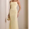 [PRÉ-VENDA] VESTIDO DE FESTA JOANE CREPE ALFAIATARIA COM CAPA - AMARELO MANTEIGA