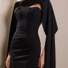 [PRÉ-VENDA] VESTIDO DE FESTA JOANE CREPE ALFAIATARIA COM CAPA - PRETO
