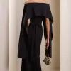[PRÉ-VENDA] VESTIDO DE FESTA JOANE CREPE ALFAIATARIA COM CAPA - PRETO