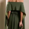 [PRÉ-VENDA] VESTIDO DE FESTA JOANE CREPE ALFAIATARIA COM CAPA - VERDE OLIVA