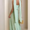 [PRÉ-VENDA] VESTIDO DE FESTA MAITÊ SAIA PLISSADA CHOKER - VERDE MENTA