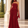 VESTIDO DE FESTA MAITÊ SAIA PLISSADA CHOKER - MARSALA
