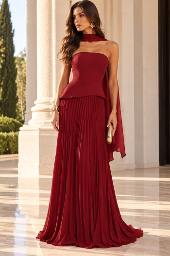 VESTIDO DE FESTA MAITÊ SAIA PLISSADA CHOKER - MARSALA