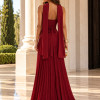 VESTIDO DE FESTA MAITÊ SAIA PLISSADA CHOKER - MARSALA