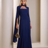 VESTIDO MARLENE COM CAPA DRAPEADO CINTURA - AZUL MARINHO