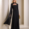 VESTIDO MARLENE COM CAPA DRAPEADO CINTURA - PRETO