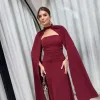 VESTIDO MARLENE COM CAPA DRAPEADO CINTURA - VINHO