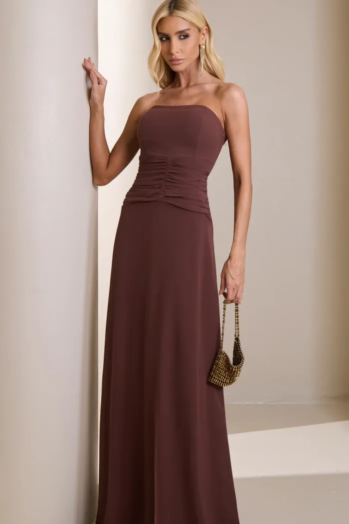 VESTIDO MARLENE COM CAPA DRAPEADO CINTURA - MARROM