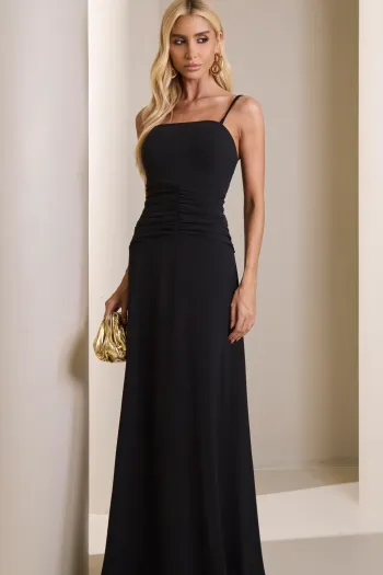 VESTIDO MARLENE COM CAPA DRAPEADO CINTURA - PRETO