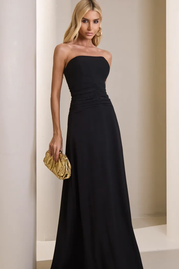 VESTIDO MARLENE COM CAPA DRAPEADO CINTURA - PRETO