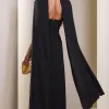 VESTIDO MARLENE COM CAPA DRAPEADO CINTURA - PRETO