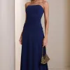 VESTIDO MARLENE COM CAPA DRAPEADO CINTURA - AZUL MARINHO