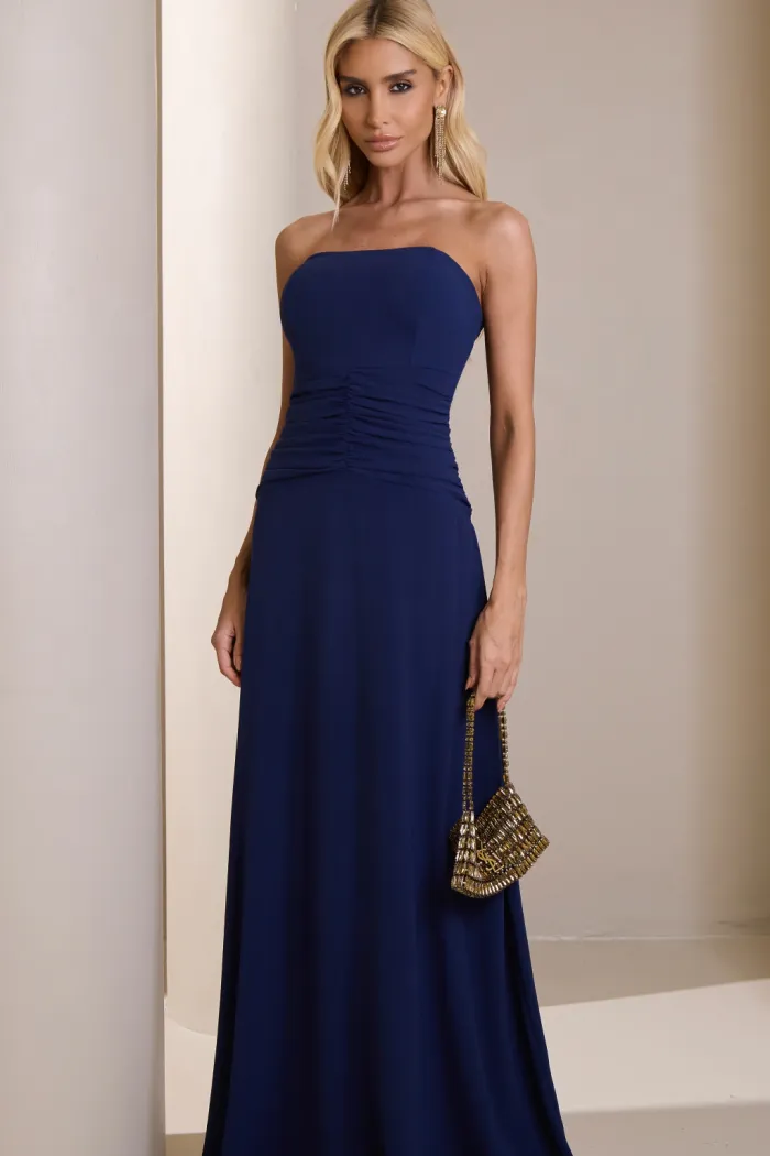 VESTIDO MARLENE COM CAPA DRAPEADO CINTURA - AZUL MARINHO