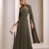 VESTIDO MARLENE COM CAPA DRAPEADO CINTURA - VERDE OLIVA