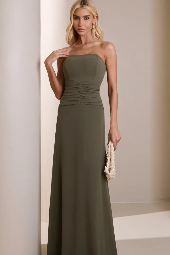VESTIDO MARLENE COM CAPA DRAPEADO CINTURA - VERDE OLIVA
