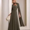 VESTIDO MARLENE COM CAPA DRAPEADO CINTURA - VERDE OLIVA