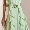 VESTIDO LONGO MONICK FRENTE ÚNICA BABADOS - VERDE MENTA
