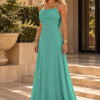 VESTIDO MARISOL LONGO DECOTE DEGAGÊ ALÇAS - VERDE TURQUESA