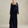 VESTIDO DE FESTA MANCHESTER T.Q.C COM MANGA AVULSA - AZUL MARINHO