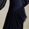 VESTIDO DE FESTA MANCHESTER T.Q.C COM MANGA AVULSA - AZUL MARINHO