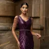 VESTIDO DE FESTA AYLA PAETÊ FRANJA OMBRO - ROXO