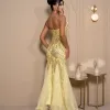 VESTIDO DE FESTA LETICIA T.Q.C PAETÊ - AMARELO