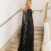 VESTIDO DE FESTA LANA PAETÊ COM CAPA - PRETO